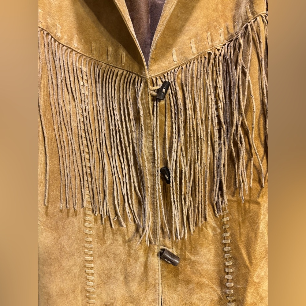 SCULLY Women's Tan Suede Leather Western Fringe Jacket XL - Picture 5 of 6